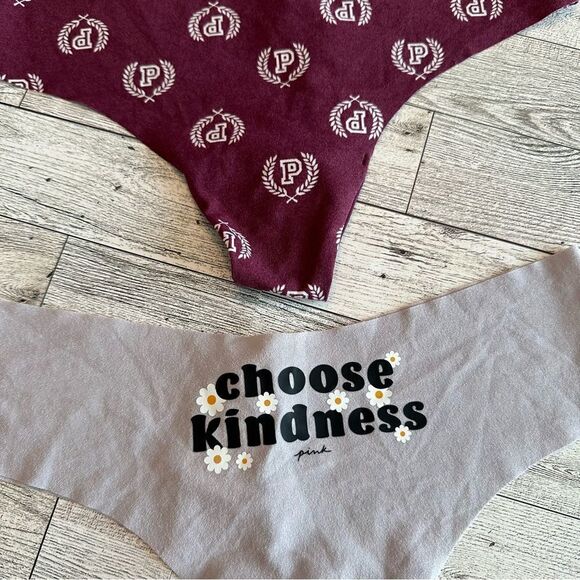 2 VICTORIA’S SECRET PINK SEAMLESS THONG MEDIUM‎ - Picture 3 of 6